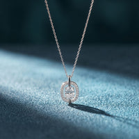 2.55CTW Oval Cut Lab Grown Diamond Floating Halo Pendant Necklace White