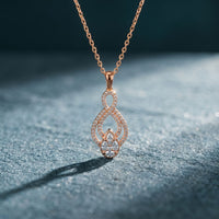 1.10CTW Pear Cut Lab Grown Diamond Infinity Drop Pendant Necklace Rose Gold