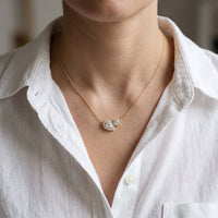 2.40CTW Round & Pear Cut Lab Grown Diamond Toi et Moi Halo Pendant Necklace Gold