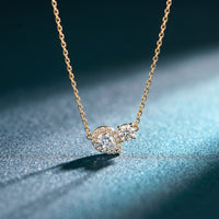 2.40CTW Round & Pear Cut Lab Grown Diamond Toi et Moi Halo Pendant Necklace Gold