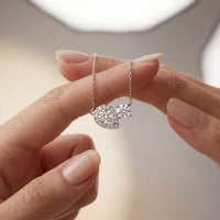 2.40CTW Round & Pear Cut Lab Grown Diamond Toi et Moi Halo Pendant Necklace White