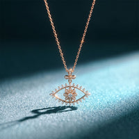 2.30CTW Round Cut Evil Eye Floral Lab Grown Diamond Pendant Necklace Rose Gold