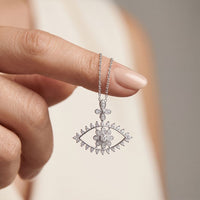 2.30CTW Round Cut Evil Eye Floral Lab Grown Diamond Pendant Necklace White