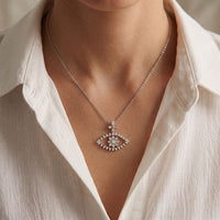 2.30CTW Round Cut Evil Eye Floral Lab Grown Diamond Pendant Necklace White