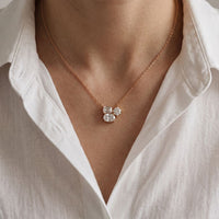 1.50CTW Mixed Cut Lab Grown Diamond Three Stone Cluster Pendant Necklace Rose Gold