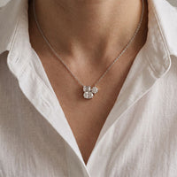 1.50CTW Mixed Cut Lab Grown Diamond Three Stone Cluster Pendant Necklace White