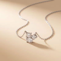 1.50CTW Mixed Cut Lab Grown Diamond Three Stone Cluster Pendant Necklace White