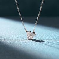 1.50CTW Mixed Cut Lab Grown Diamond Three Stone Cluster Pendant Necklace White