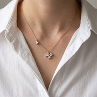 2.55CTW Princess Cut Lab Grown Diamond Three Stone Cluster Pendant Necklace Rose Gold