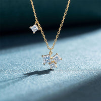 2.55CTW Princess Cut Lab Grown Diamond Three Stone Cluster Pendant Necklace Gold
