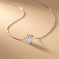0.85CTW Pear Cut Lab Grown Diamond Halo Pendant Necklace White