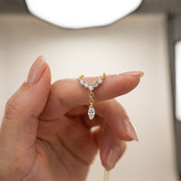 0.30CTW Round & Marquise Cut Lab Grown Diamond Drop Pendant Necklace Gold