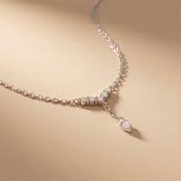 0.30CTW Round & Marquise Cut Lab Grown Diamond Drop Pendant Necklace White