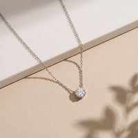 1CTW Round Cut Lab Grown Diamond Solitaire Pendant Necklace White