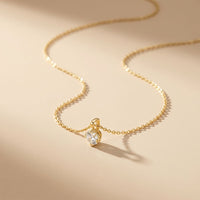 1CTW Round Cut Lab Grown Diamond Solitaire Pendant Necklace For Women Gold