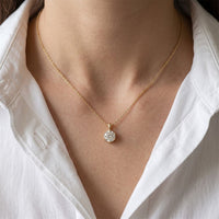 1CTW Round Cut Lab Grown Minimalist Diamond Solitaire Pendant Necklace Gold