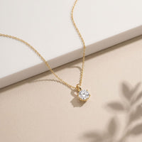1CTW Round Cut Lab Grown Minimalist Diamond Solitaire Pendant Necklace Gold