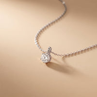 1CTW Round Cut Lab Grown Minimalist Diamond Solitaire Pendant Necklace White