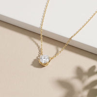 1CTW Round Cut Lab Grown Diamond Four-Prong Solitaire Pendant Necklace Gold
