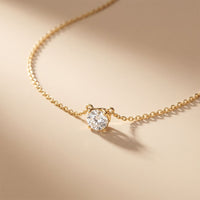 1CTW Round Cut Lab Grown Diamond Four-Prong Solitaire Pendant Necklace Gold