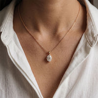 1CTW Oval Cut Lab Grown Diamond Solitaire Pendant Necklace Rose Gold