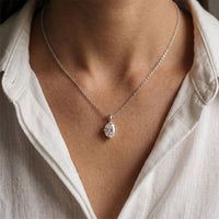 1CTW Oval Cut Lab Grown Diamond Solitaire Pendant Necklace White