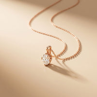 1CTW Oval Cut Lab Grown Diamond Grace Solitaire Pendant Necklace Rose Gold