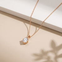 1CTW Oval Cut Lab Grown Diamond Grace Solitaire Pendant Necklace Rose Gold