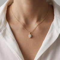 1CTW Oval Cut Lab Grown Diamond Grace Solitaire Pendant Necklace Gold