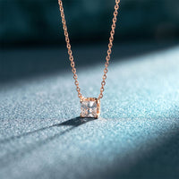1CTW Princess Cut Lab Grown Diamond Solitaire Pendant Necklace Rose Gold