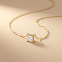 1CTW Princess Cut Lab Grown Diamond Solitaire Pendant Necklace Gold