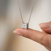 1CTW Princess Cut Lab Grown Diamond Solitaire Pendant Necklace White