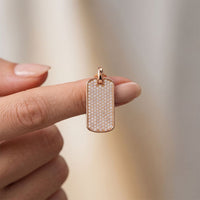 1.40 Ct Round Cut Lab Grown Diamond Pavé Dog Tag Pendant for Women Rose Gold