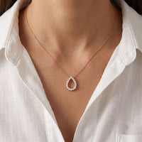 1.05 Ct Round Cut Lab Grown Diamond Pear Shape Pendant for Women Rose Gold