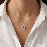 1.05 Ct Round Cut Lab Grown Diamond Pear Shape Pendant for Women White