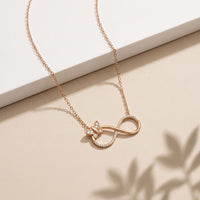 0.25 Ct Round Cut Lab Grown Diamond Infinity Butterfly Necklace for Women Rose Gold