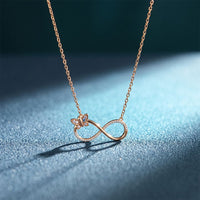 0.25 Ct Round Cut Lab Grown Diamond Infinity Butterfly Necklace for Women Rose Gold