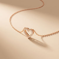 0.25 Ct Round Cut Lab Grown Diamond Heart Pendant Necklace Rose Gold