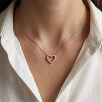 0.25 Ct Round Cut Lab Grown Diamond Heart Pendant Necklace Rose Gold