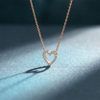 0.25 Ct Round Cut Lab Grown Diamond Heart Pendant Necklace Rose Gold