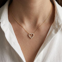 0.25 Ct Round Cut Lab Grown Diamond Heart Pendant Necklace Gold