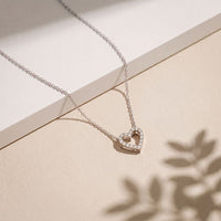 0.25 Ct Round Cut Lab Grown Diamond Heart Pendant Necklace White