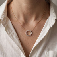 3 Ct Emerald & Oval Cut Lab Grown Diamond Open Circle Pendant Necklace Rose Gold