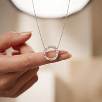3 Ct Emerald & Oval Cut Lab Grown Diamond Open Circle Pendant Necklace White