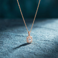 3.80 Ct Cushion Cut Lab Grown Diamond Pavé Frame Pendant Necklace Rose Gold