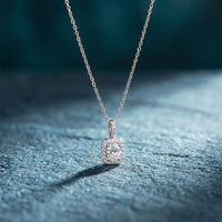 3.80 Ct Cushion Cut Lab Grown Diamond Pavé Frame Pendant Necklace White