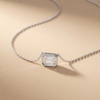 2.50 Ct Emerald Cut Lab Grown Diamond Bezel Pendant Necklace White