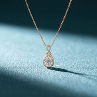 4.20CTW Pear Cut Lab Grown Diamond Infinity Halo Pendant Necklace Gold