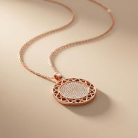1.15CTW Round Pave Lab Grown Diamond Geometric Medallion Pendant for Women Rose Gold