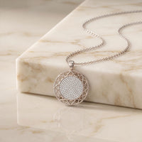 1.15CTW Round Pave Lab Grown Diamond Geometric Medallion Pendant for Women White